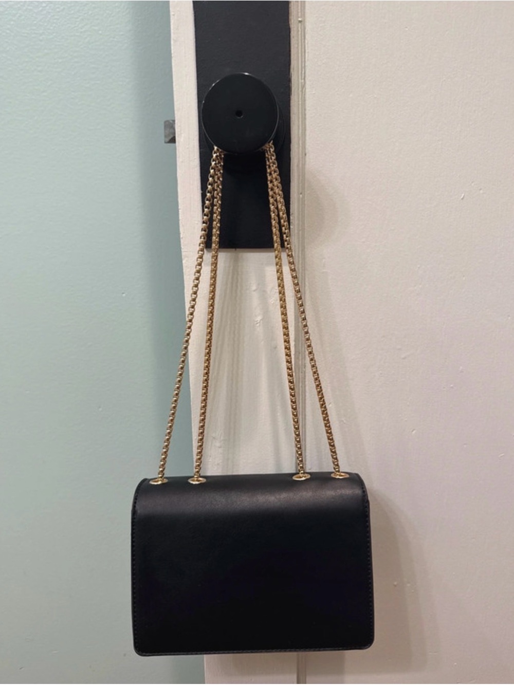 Black Purse With Gold Chain Strap - Picture 3 of 6